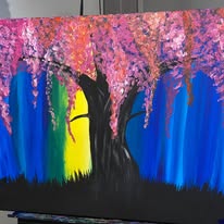 Blossom Tree at Night &mdash; Acrylic on canvas