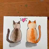 Two Cats &mdash; Watercolour on paper