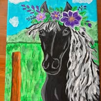 Horse & Florals &mdash; Acrylic on canvas