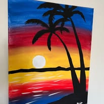 Palm Tree Sunset &mdash; Acrylic on canvas